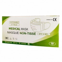 Vienkartinė nesterili trijų sluoksnių medicininė veido kaukė (dežutė 50 vnt.)