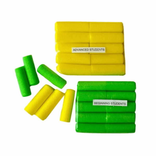 „Putplasčio svetimkūniai užspringimo mokomajai liemenei, 10 vnt. rinkinys“ geltonas ir Zalias