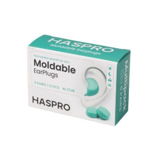 HASPRO MOLD 6P mėtiniai ausų kištukai, pakuotė, SNR 27 dB