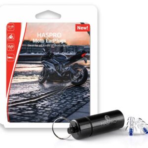 HASPRO Moto ausų kištukai motociklininkams, pakuotė ir aliumininis dėklas