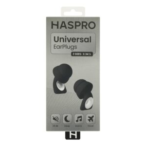 HASPRO Universal juodi ausų kištukai, pakuotė, SNR 29 dB