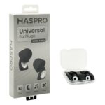HASPRO Universal juodi ausų kištukai su kompaktišku dėklu